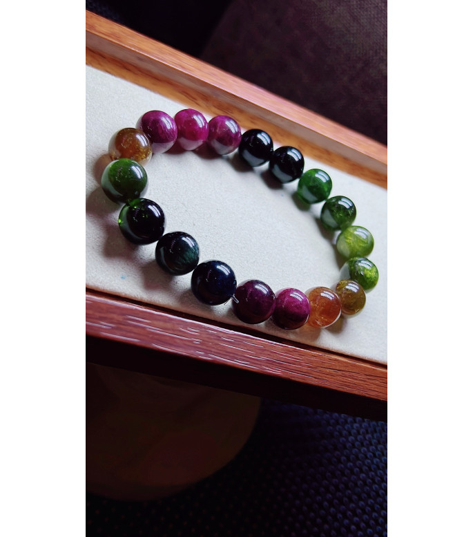 123F8 exquisite old mine black beauty tourmaline bracelet, specification about 11.3mm