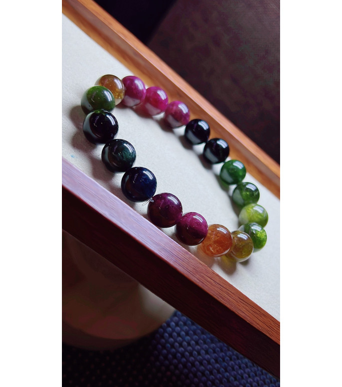 123F8 exquisite old mine black beauty tourmaline bracelet, specification about 11.3mm