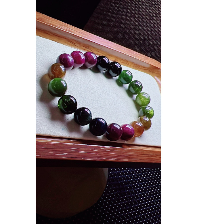 123F8 exquisite old mine black beauty tourmaline bracelet, specification about 11.3mm