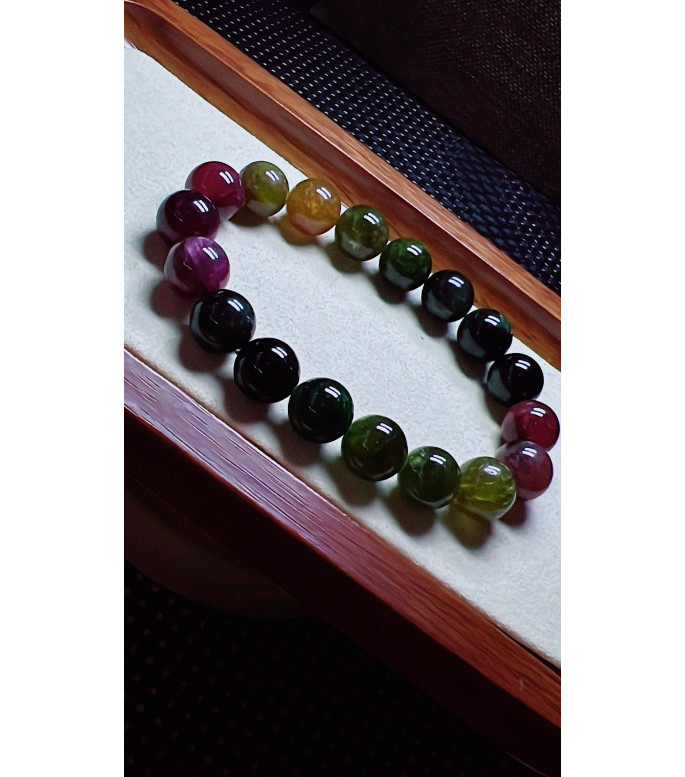 123F7 exquisite old mine black beauty tourmaline bracelet, specification about 11.5mm
