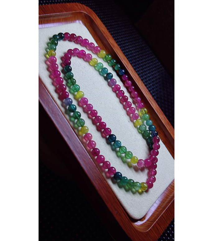 123F6 exquisite color code tourmaline three circle bracelet, size about 5.6mm, weight