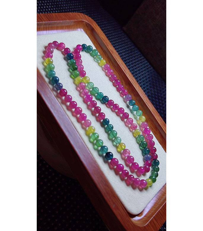 123F6 exquisite color code tourmaline three circle bracelet, size about 5.6mm, weight