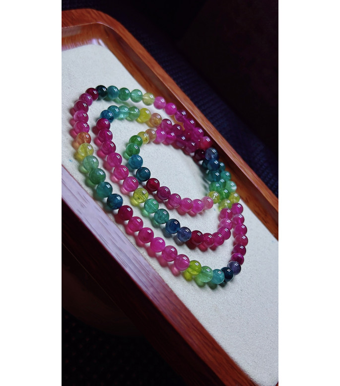 123F5 exquisite color code tourmaline three circle bracelet, specification about 5.5mm 123F5 exquisite color code tourmaline three circle bracelet, specification about 5.5mm
