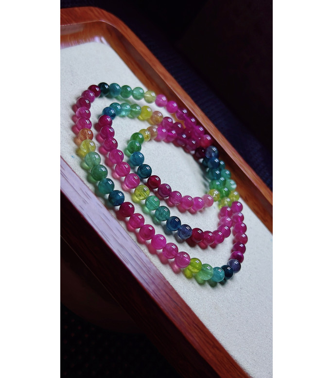 123F5 exquisite color code tourmaline three circle bracelet, specification about 5.5mm 123F5 exquisite color code tourmaline three circle bracelet, specification about 5.5mm