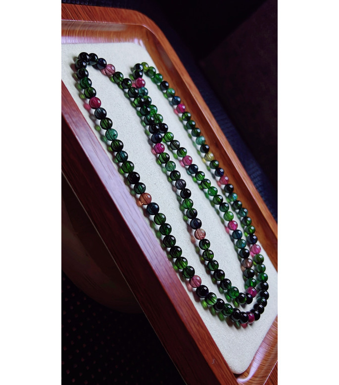 123F3 exquisite old mine black sugar tourmaline three circle bracelet, size about 5mm