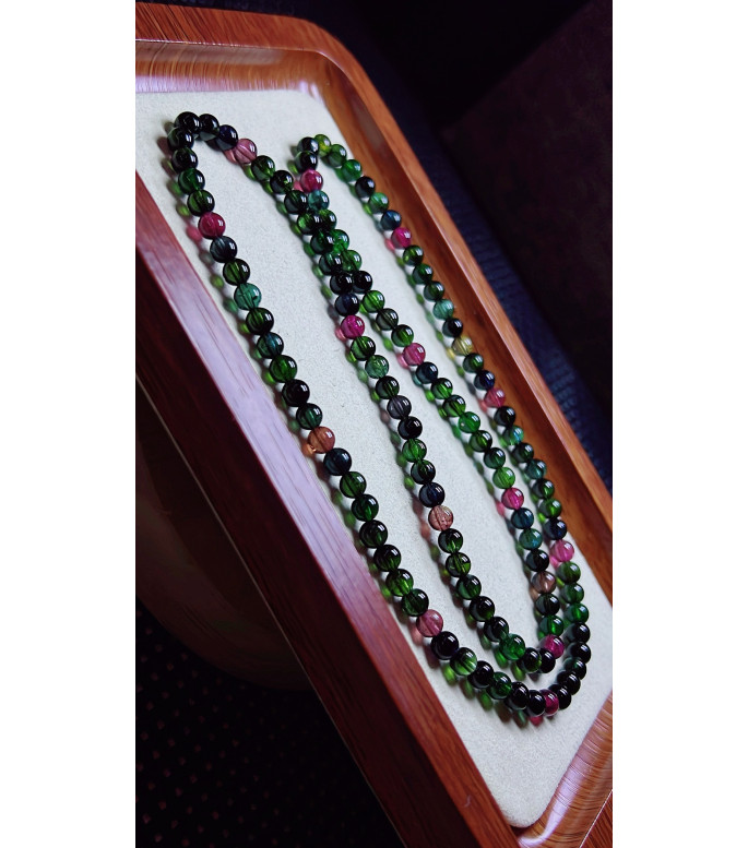 123F3 exquisite old mine black sugar tourmaline three circle bracelet, size about 5mm