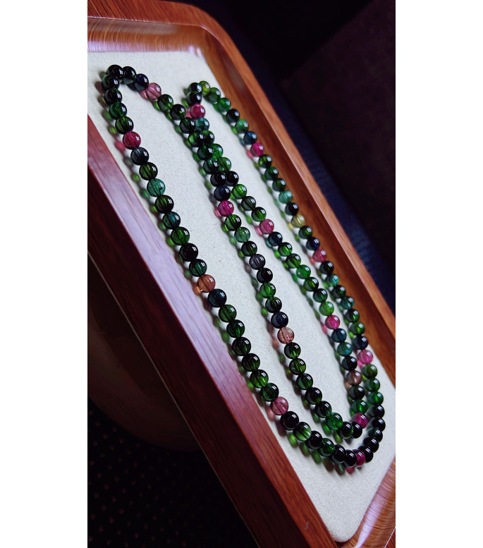 123F3 exquisite old mine black sugar tourmaline three circle bracelet, size about 5mm