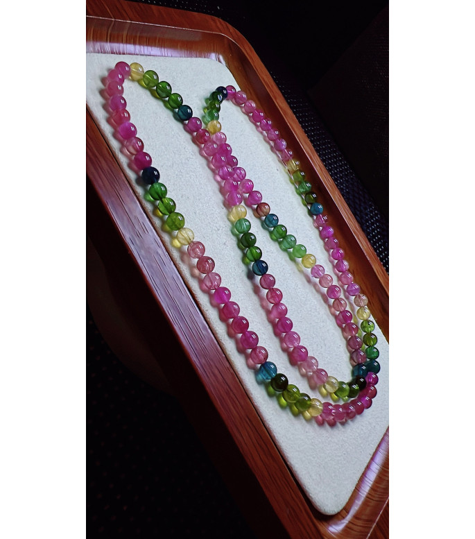 123F1 exquisite rainbow tourmaline three circle bracelet, size about 5mm, weight 22g