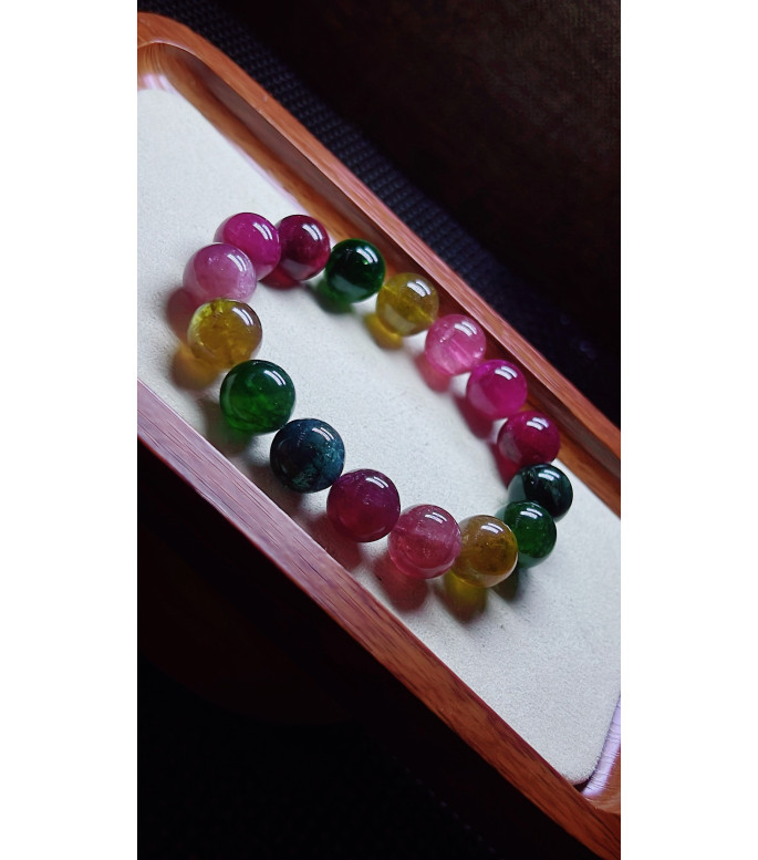 120F12 exquisite rainbow tourmaline bracelet, size about 13mm, weight 57.9g, crystal 120F12 exquisite rainbow tourmaline bracelet, size about 13mm, weight 57.9g, crystal