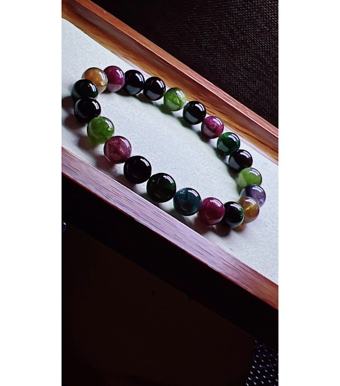 120F9 exquisite old mineral black sugar tourmaline bracelet, specification about 9mm