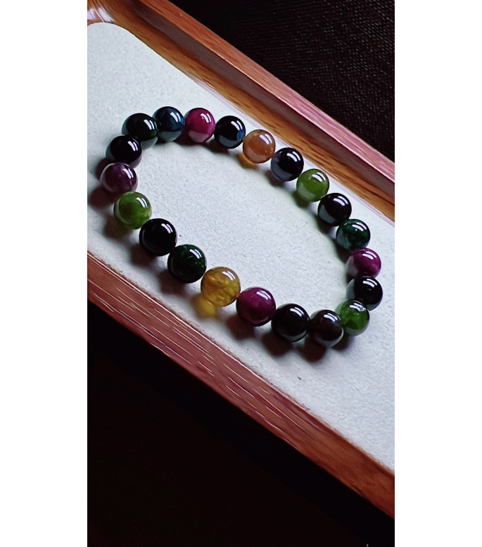 120F9 exquisite old mineral black sugar tourmaline bracelet, specification about 9mm