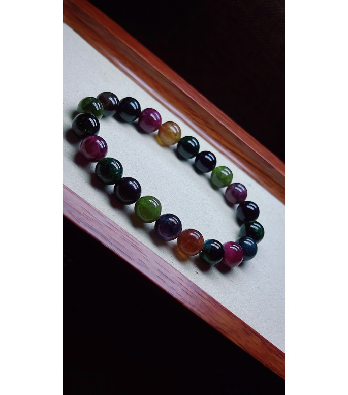120F9 exquisite old mineral black sugar tourmaline bracelet, specification about 9mm
