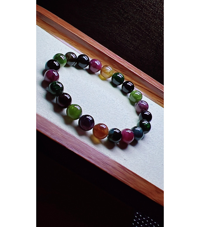 120F9 exquisite old mineral black sugar tourmaline bracelet, specification about 9mm