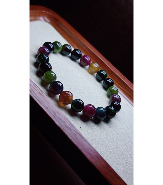 120F9 exquisite old mineral black sugar tourmaline bracelet, specification about 9mm