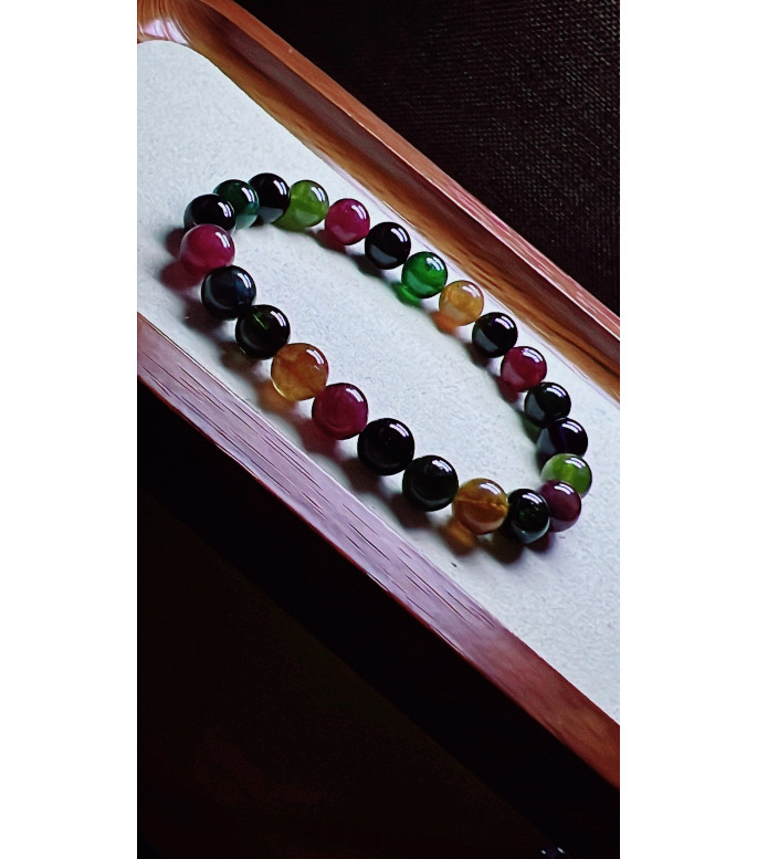 120F8 exquisite old mineral black sugar tourmaline bracelet, specification about 8mm