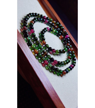 120F4 exquisite old mine black sugar tourmaline three circle bracelet, specification