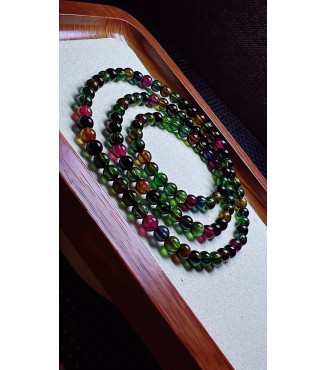 120F3 exquisite old mine black sugar tourmaline three circle bracelet, size about 5.2mm