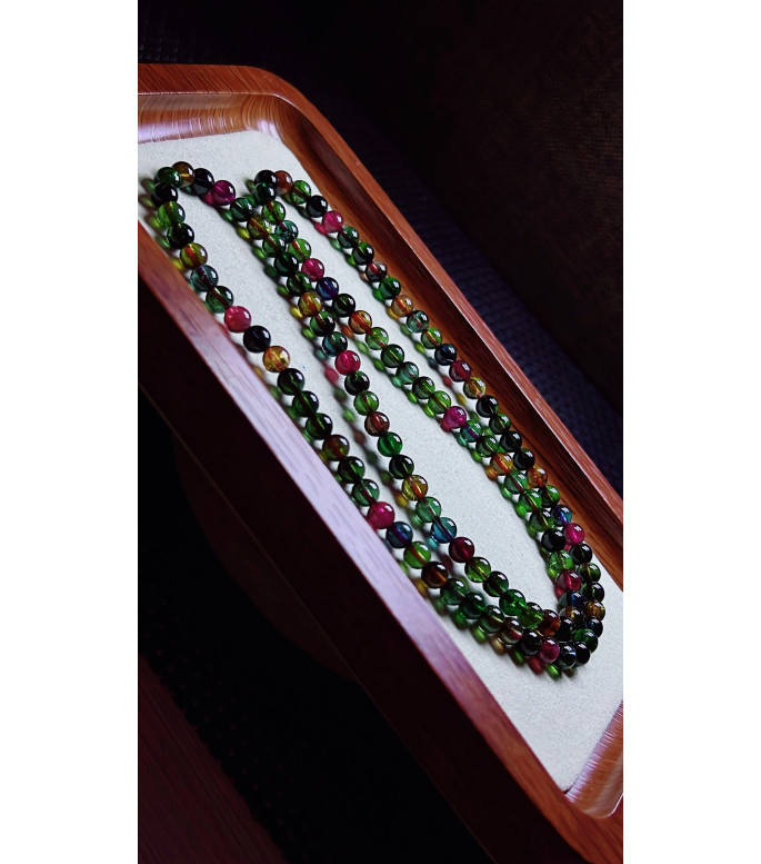 120F3 exquisite old mine black sugar tourmaline three circle bracelet, size about 5.2mm