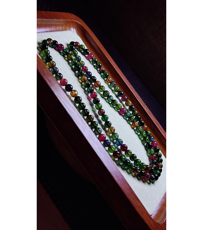 120F3 exquisite old mine black sugar tourmaline three circle bracelet, size about 5.2mm