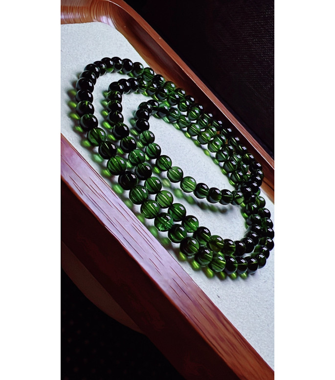 120F2 exquisite dark green tourmaline three circle bracelet, size about 5mm, weight 24.8