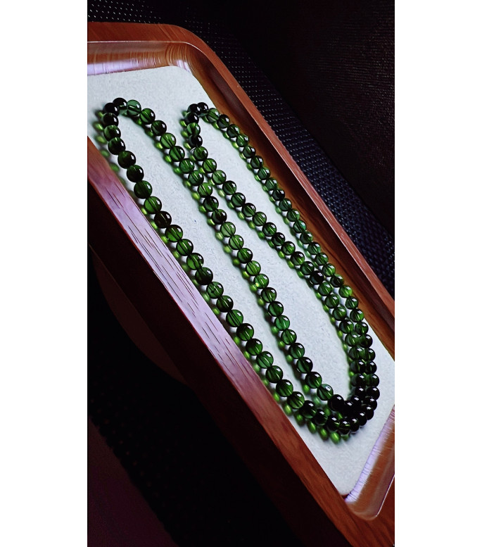 120F2 exquisite dark green tourmaline three circle bracelet, size about 5mm, weight 24.8