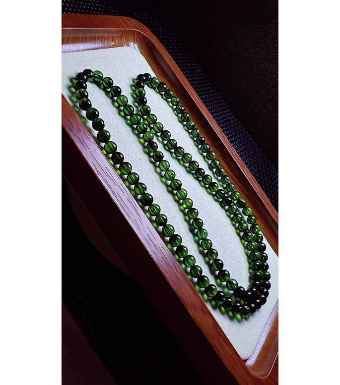 120F2 exquisite dark green tourmaline three circle bracelet, size about 5mm, weight 24.8