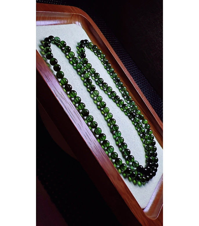 120F2 exquisite dark green tourmaline three circle bracelet, size about 5mm, weight 24.8