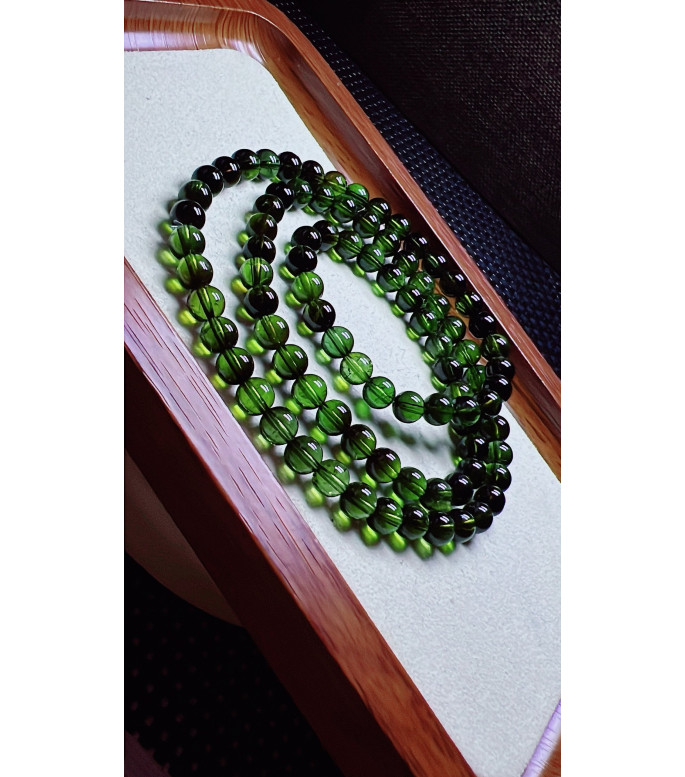 120F1 exquisite green tourmaline three circle bracelet, size about 6.2mm, weight 35.7g