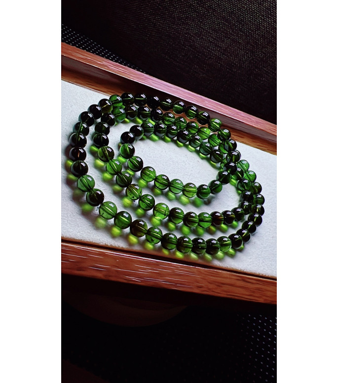 120F1 exquisite green tourmaline three circle bracelet, size about 6.2mm, weight 35.7g