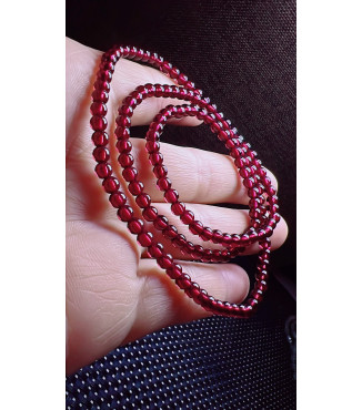 Exquisite purple sprinkled red garnet three circle bracelet, size about 3.8mm, weight