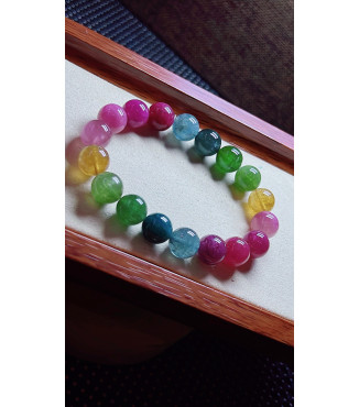 119F11 exquisite rainbow tourmaline bracelet, size about 11mm, weight 40.1g, crystal