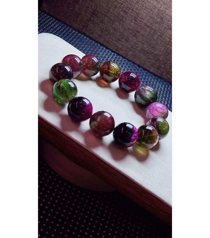119F9 exquisite old watermelon tourmaline large granule bracelet, specification about