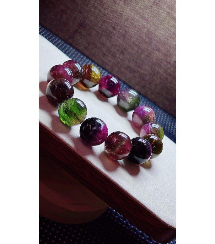 119F9 exquisite old watermelon tourmaline large granule bracelet, specification about