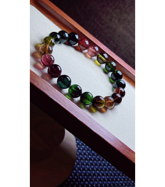 119F8 exquisite old mine black beauty tourmaline bracelet, specification about 10mm