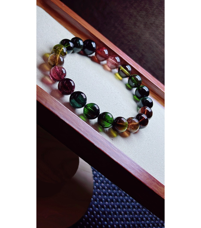 119F8 exquisite old mine black beauty tourmaline bracelet, specification about 10mm