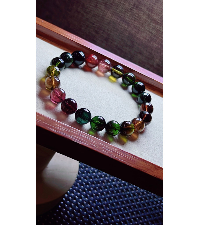 119F8 exquisite old mine black beauty tourmaline bracelet, specification about 10mm