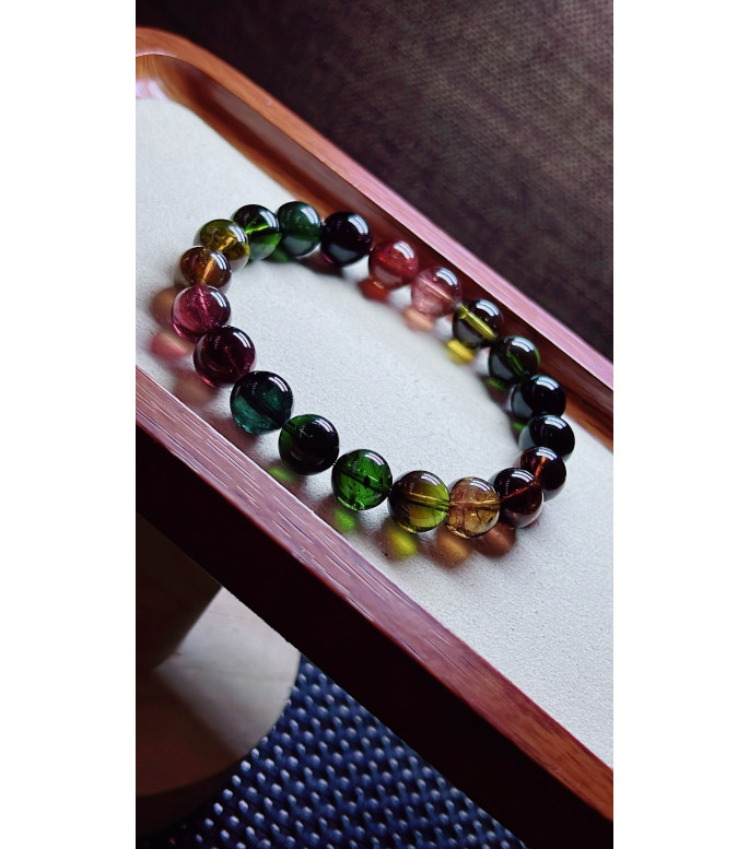 119F8 exquisite old mine black beauty tourmaline bracelet, specification about 10mm