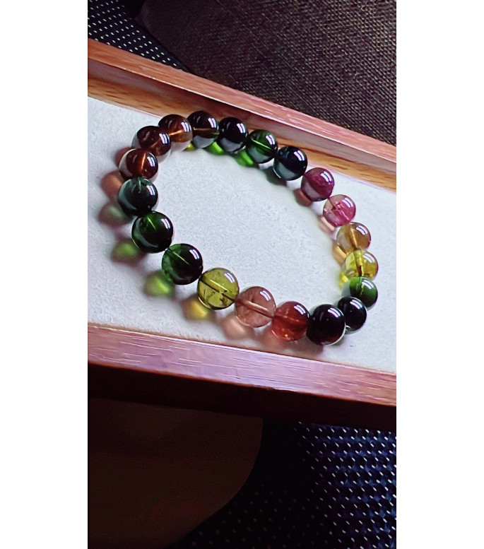 119F8 exquisite old mine black beauty tourmaline bracelet, specification about 10mm