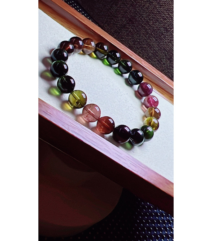 119F8 exquisite old mine black beauty tourmaline bracelet, specification about 10mm