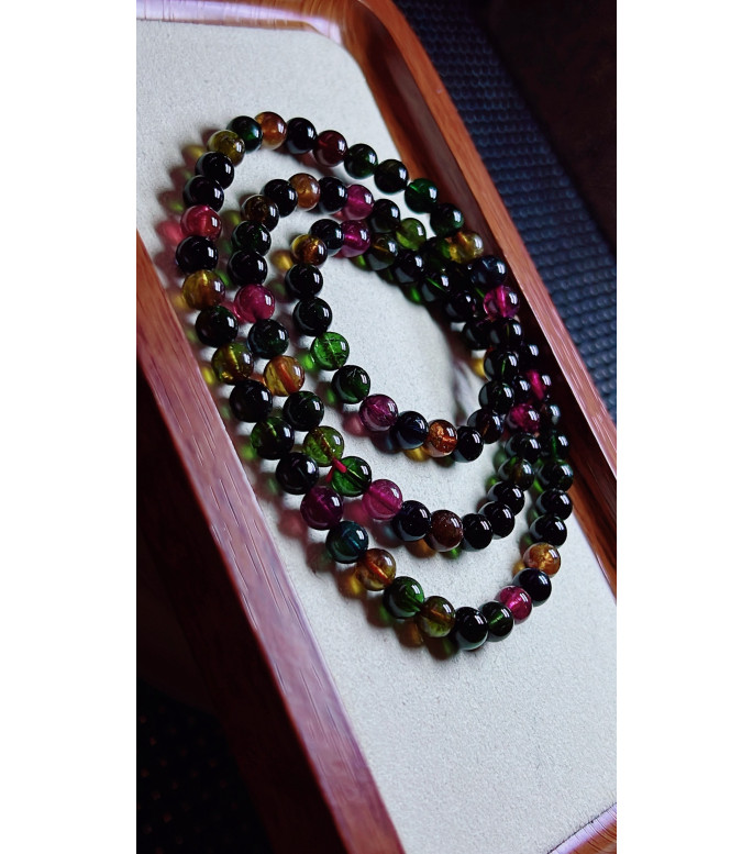 119F6 exquisite old mine black sugar tourmaline three circle bracelet, specification