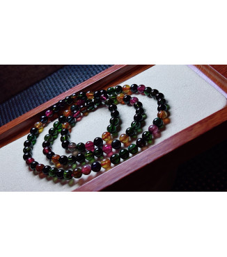 119F5 exquisite old mine black sugar tourmaline three circle bracelet, size about 6mm