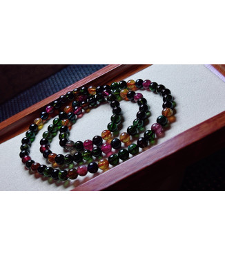 119F5 exquisite old mine black sugar tourmaline three circle bracelet, size about 6mm