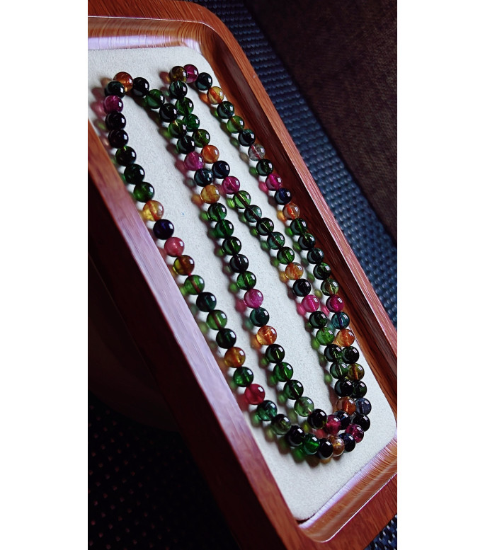 119F5 exquisite old mine black sugar tourmaline three circle bracelet, size about 6mm