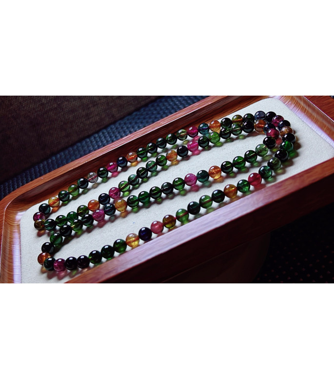 119F5 exquisite old mine black sugar tourmaline three circle bracelet, size about 6mm