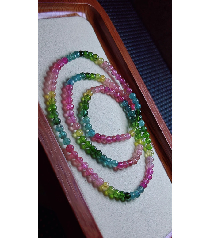 119F3 exquisite rainbow tourmaline three circle bracelet, size about 4.2mm, weight 16.2 119F3 exquisite rainbow tourmaline three circle bracelet, size about 4.2mm, weight 16.2