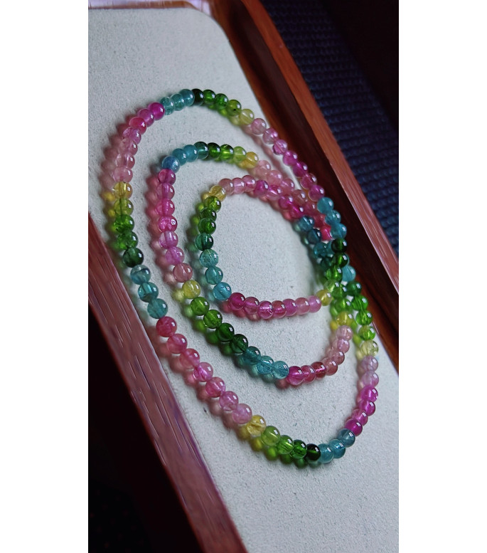 119F3 exquisite rainbow tourmaline three circle bracelet, size about 4.2mm, weight 16.2 119F3 exquisite rainbow tourmaline three circle bracelet, size about 4.2mm, weight 16.2