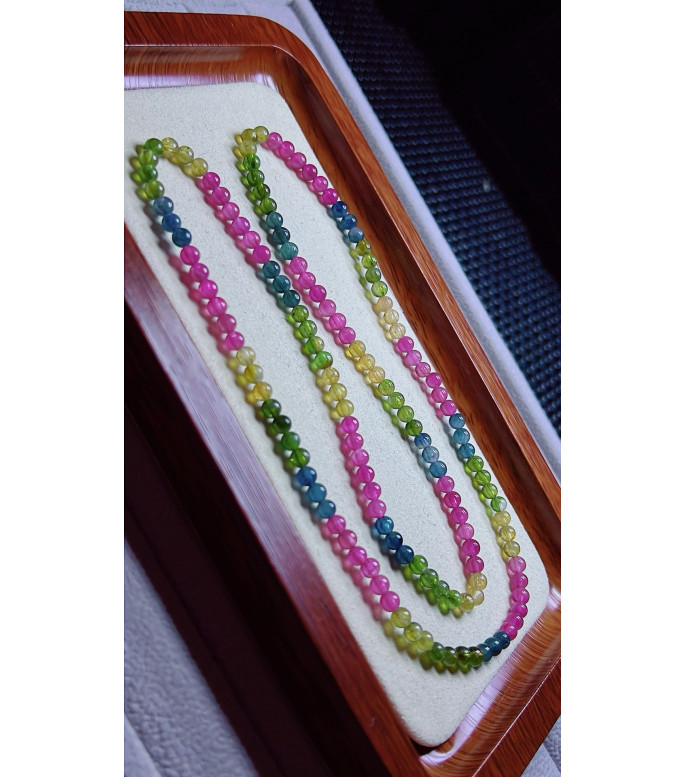 2 exquisite rainbow tourmaline three circle bracelet, size about 4.1mm, weight 14.4g