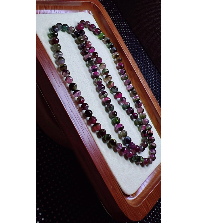 F7 exquisite watermelon tourmaline three circle bracelet, size about 5.7mm, weight 28.6g