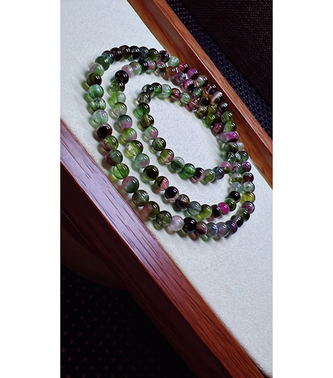 F6 exquisite watermelon tourmaline three circle bracelet, size about 5mm, weight 22.4g