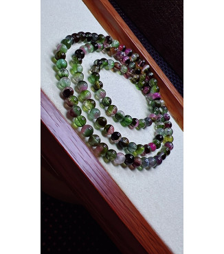 F6 exquisite watermelon tourmaline three circle bracelet, size about 5mm, weight 22.4g